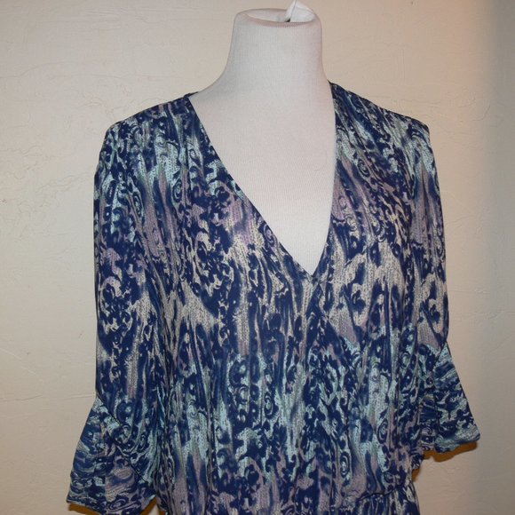 BCBG MAXAZRIA ikat Print Blue Romper - Picture 3 of 7